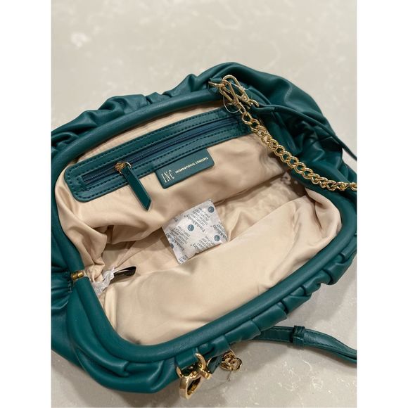 INC Green Vegan Leather Satchel bag NWOT - Picture 7 of 11